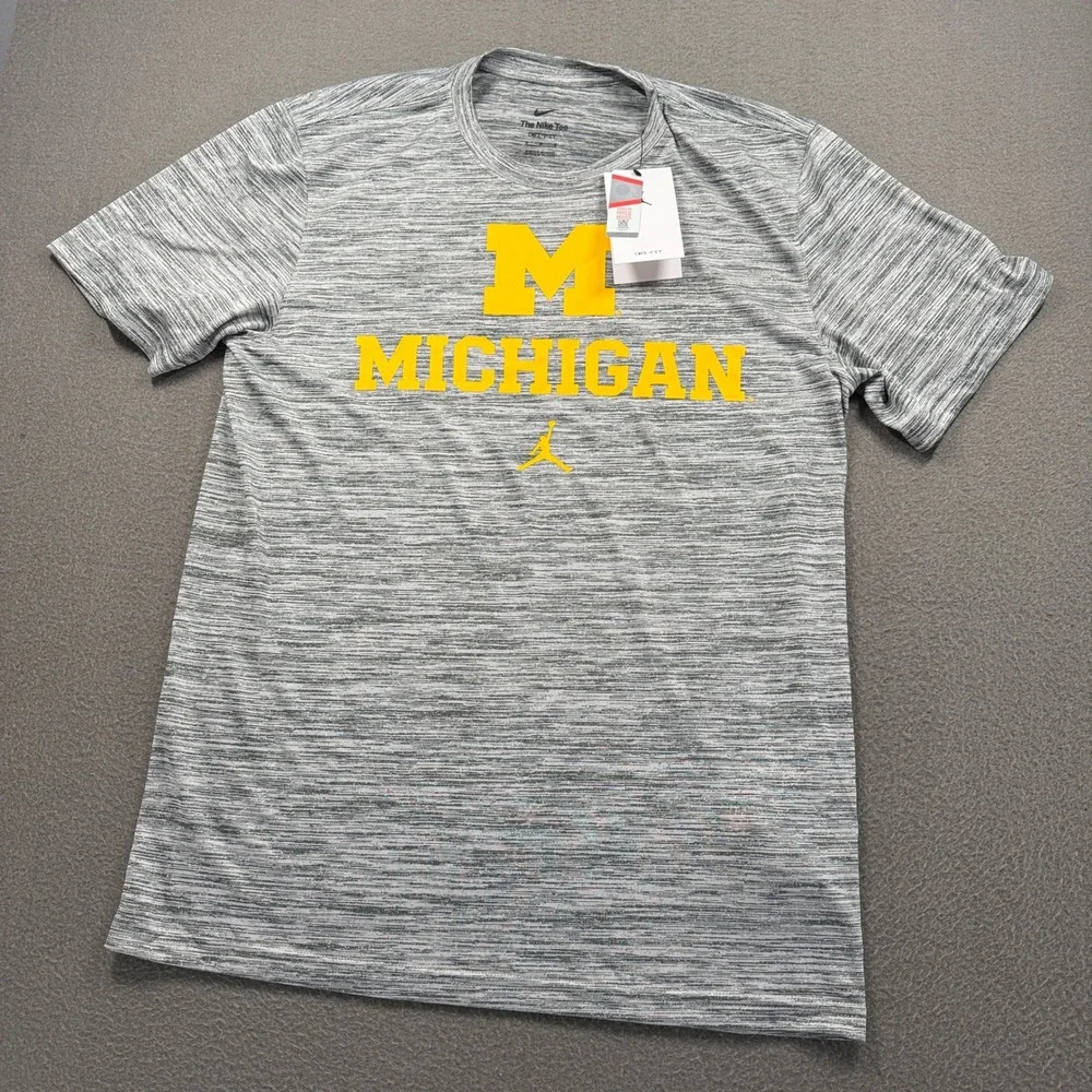 Jordan Michigan Wolverines Dri-FIT Shirt Mens Size M Grey NKPQ-06G-MWN-DT4